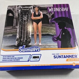 SwimWays Wednesday Pool Float Suntanner Unisex OS Black NEW Coffin Shape